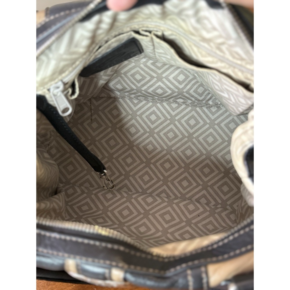 Vintage Y2K Brighton Stripped Patchwork Leather Bowler Shoulder Bag - Picture 8 of 9